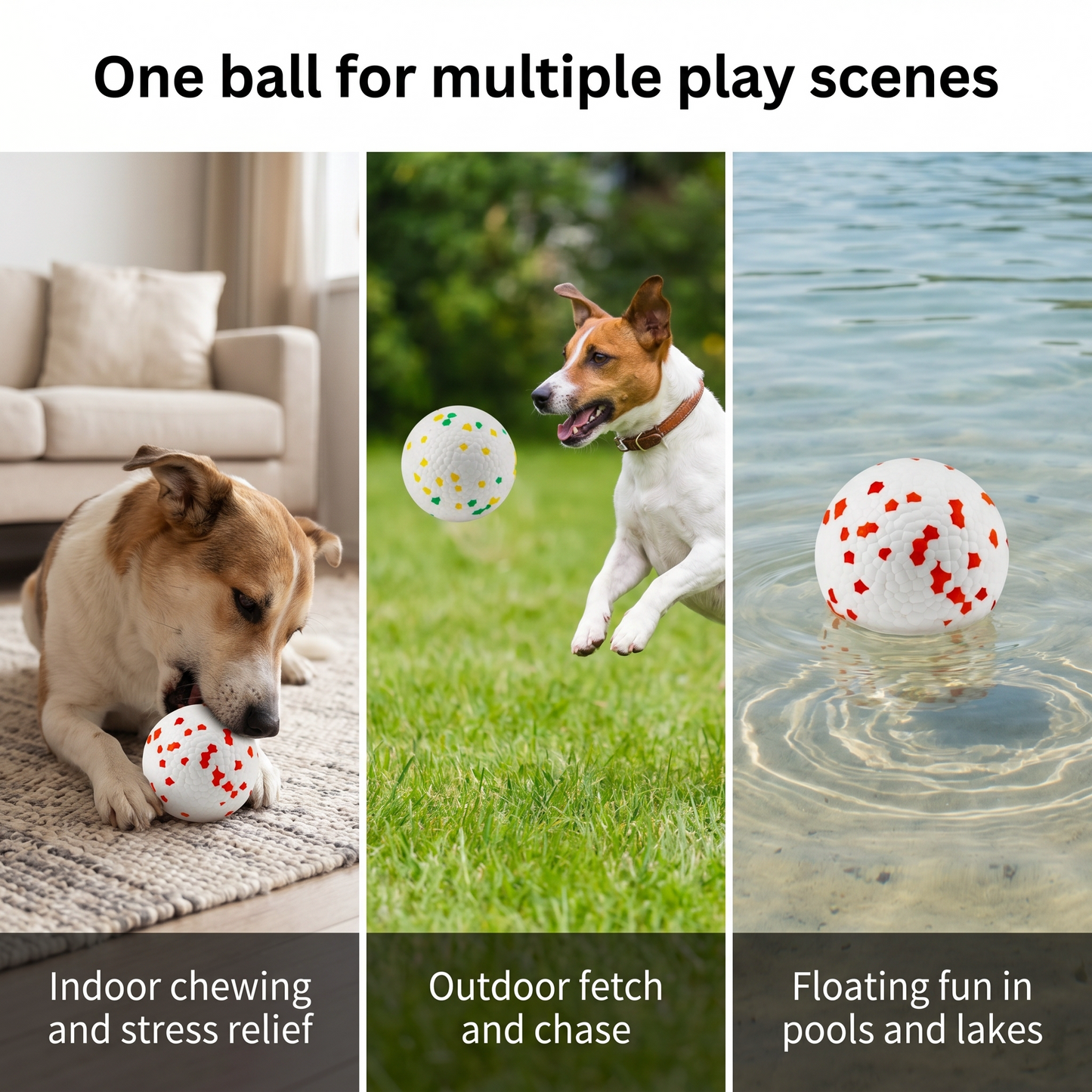 2x ETPU Solid Pop Ball Pet Toy Chew Toy Teething Aid