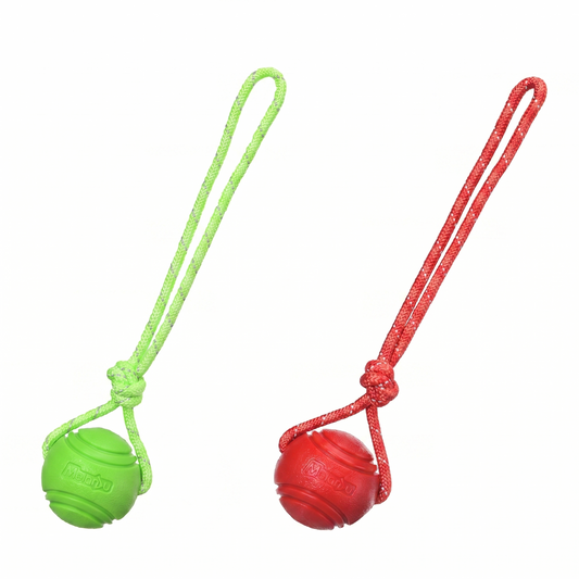2x TPR Rope Ball 7cm Red and Green Pet Toy Chew Toy Teething Aid