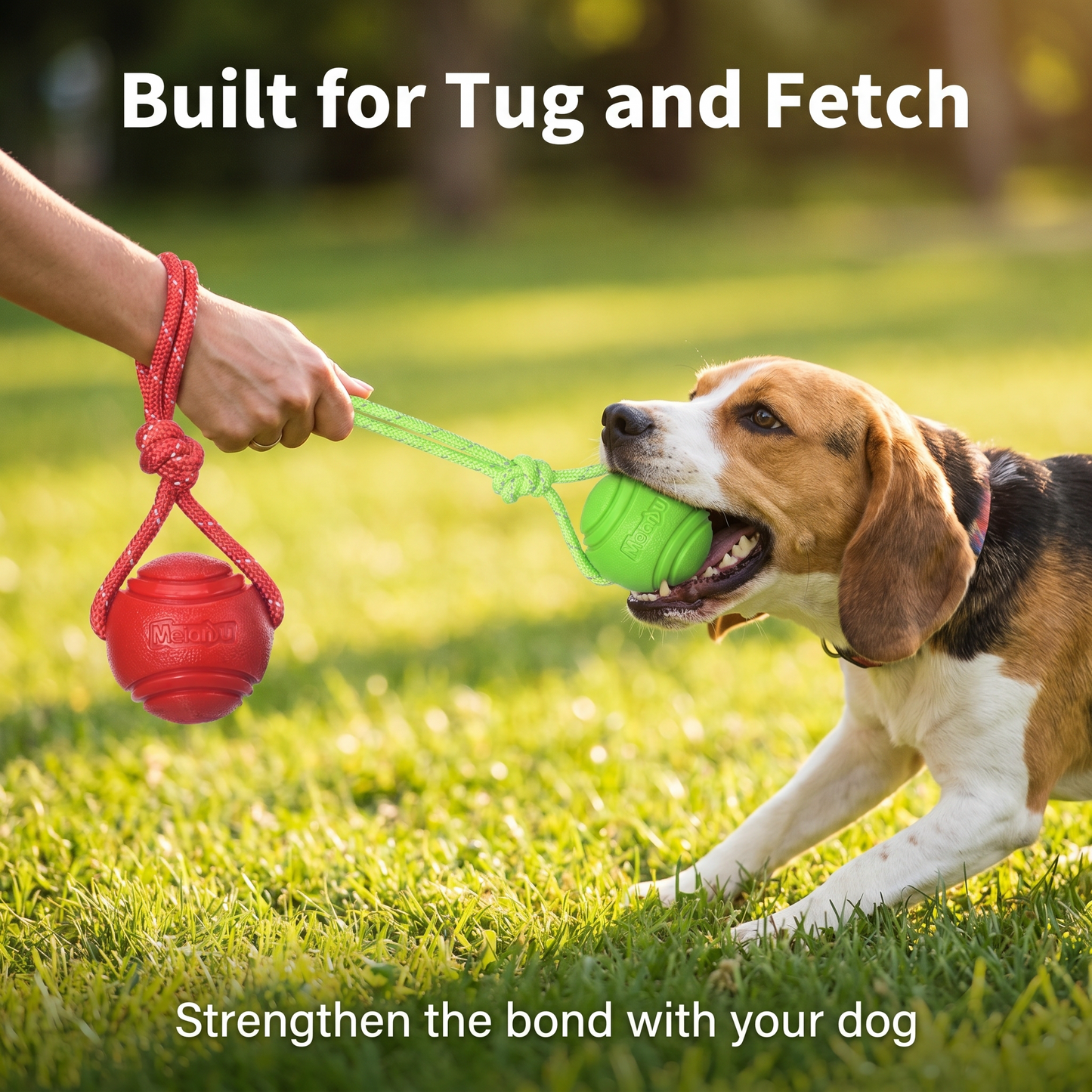 2x TPR Rope Ball 7cm Red and Green Pet Toy Chew Toy Teething Aid