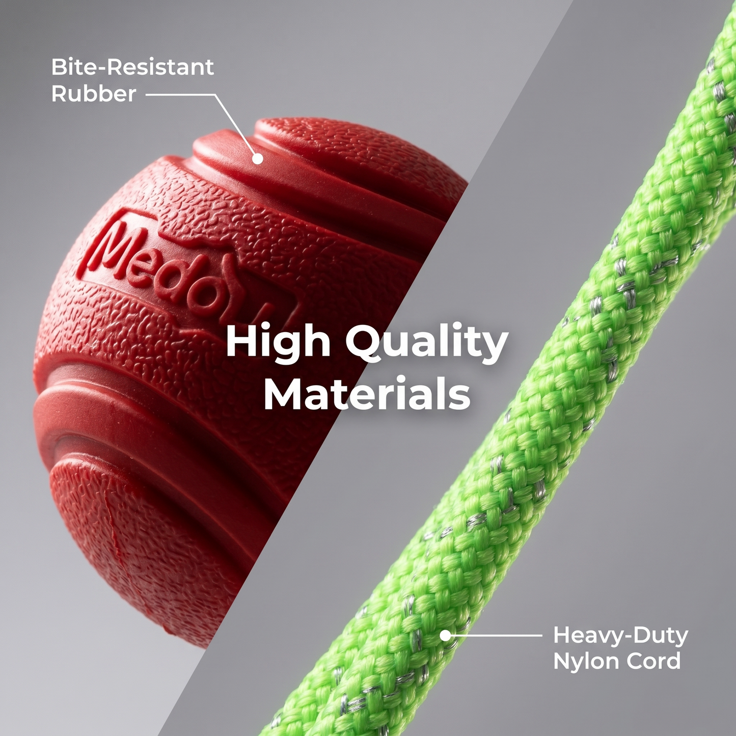 2x TPR Rope Ball 7cm Red and Green Pet Toy Chew Toy Teething Aid