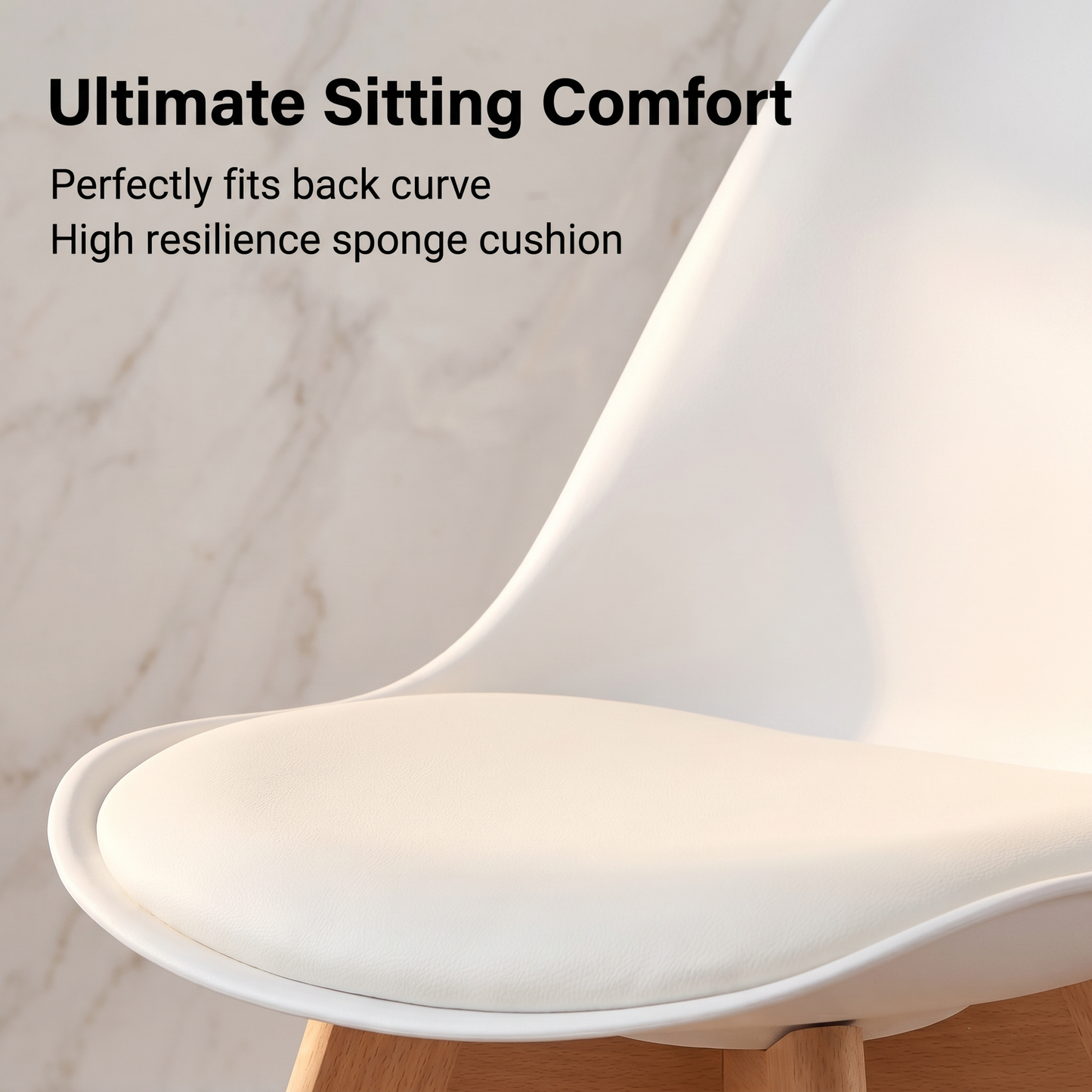 DEJINBU 2x White Dining Chairs PU padded Seat Beech Wood Legs For Home Cafe Office