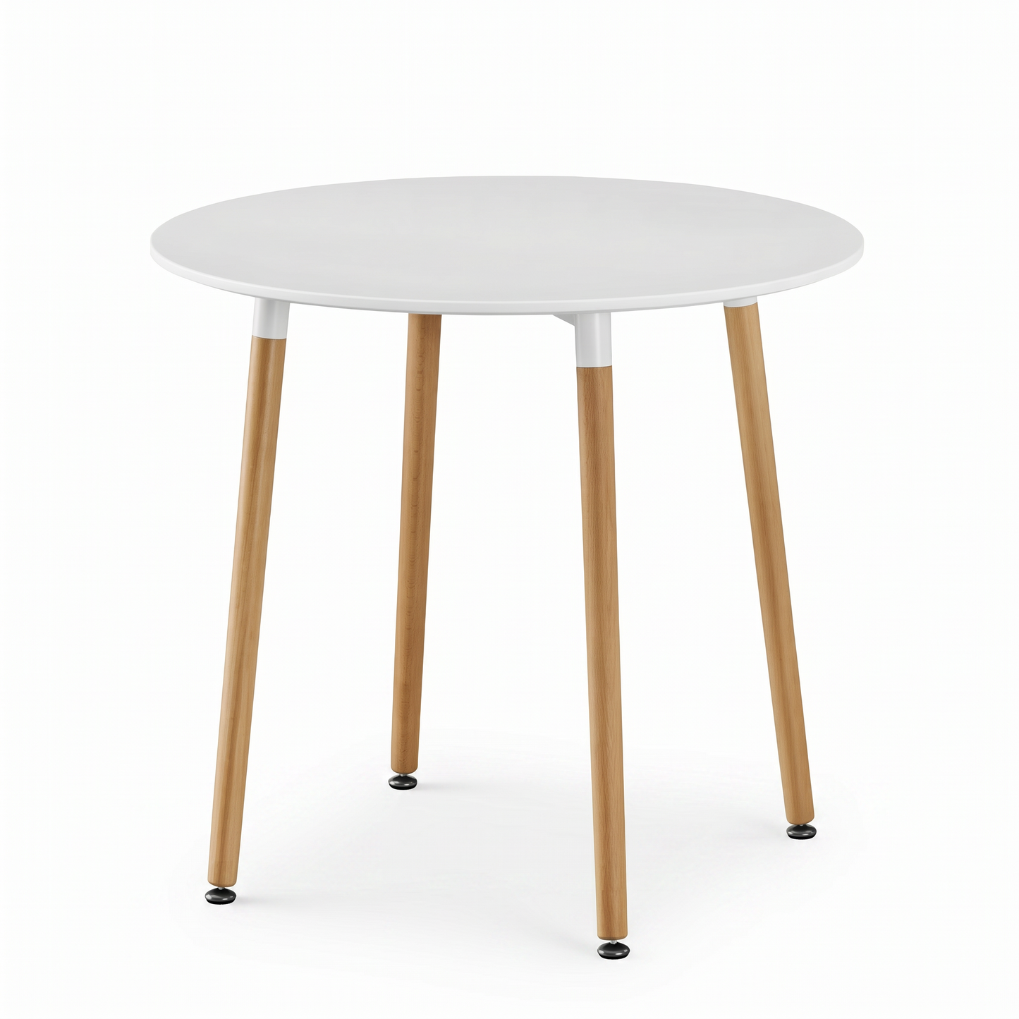 DEJINBU 1x 80CM Round Table Dining Table White MDF Table Top 4 Individual Wood Legs with Adjustable feet