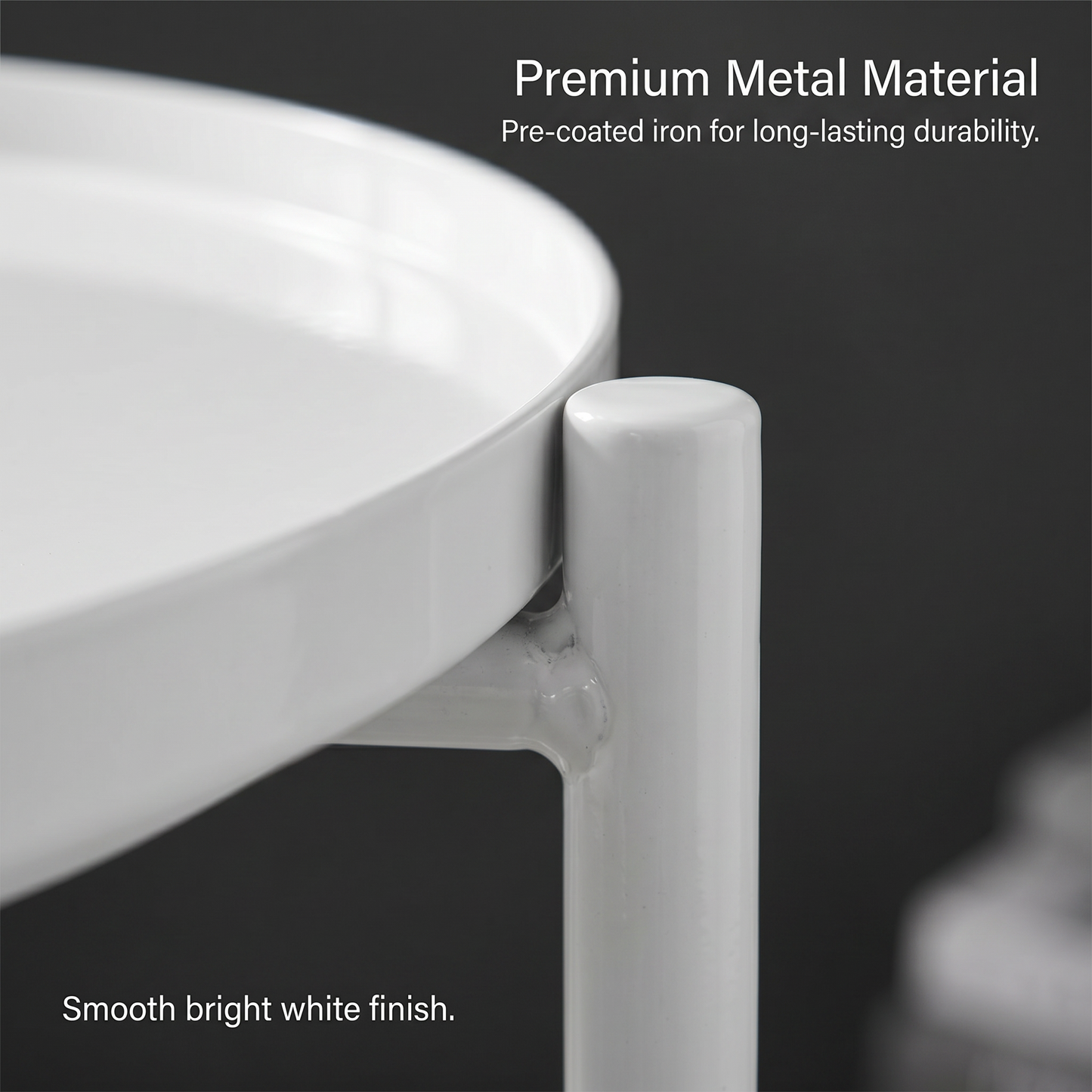 1x Modern White Metal Side Table, Round End Table with Metal X-Base - Ideal for Living Room, Bedroom, Small Spaces Corners