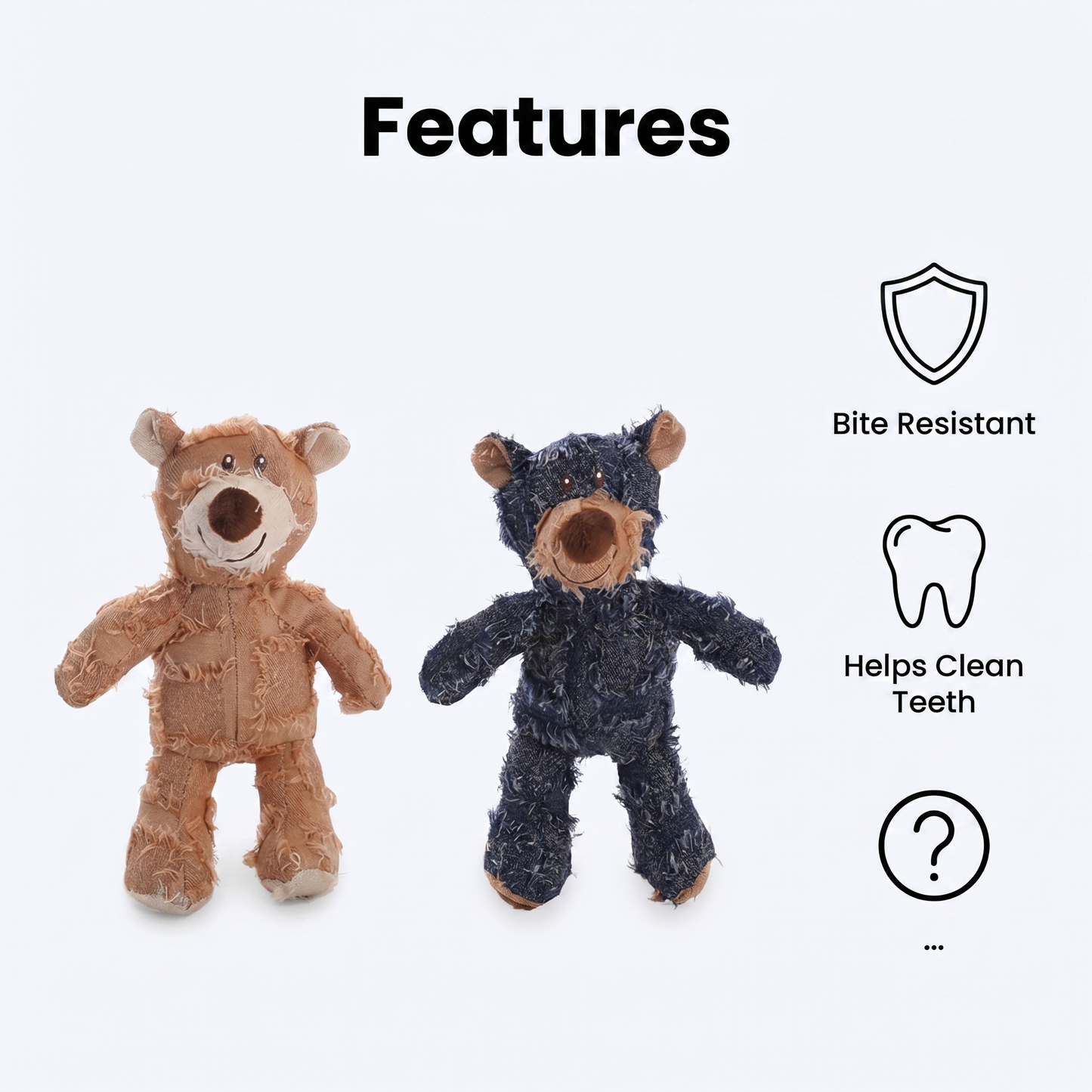 1x Brown Bear AND 1x Blur Bear Squeaky Pet Plush Toy Padded Chew Toy