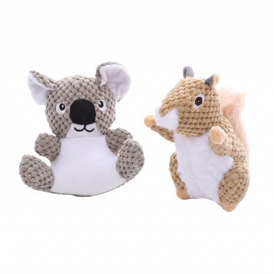 1x Squirrel Toy and 1x Kola Toy Squeaky Pet Plush Toy Padded Chew Toy