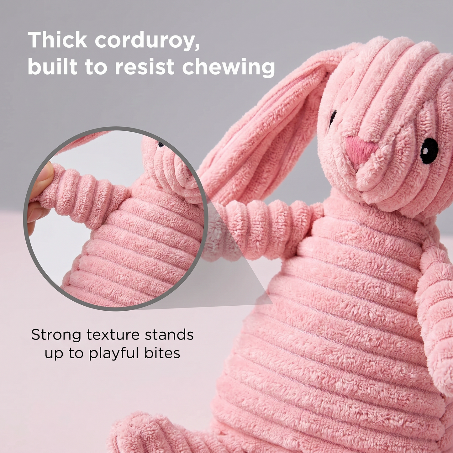 1x Pink Rabbit Squeaky Pet Plush Toy Padded Chew Toy