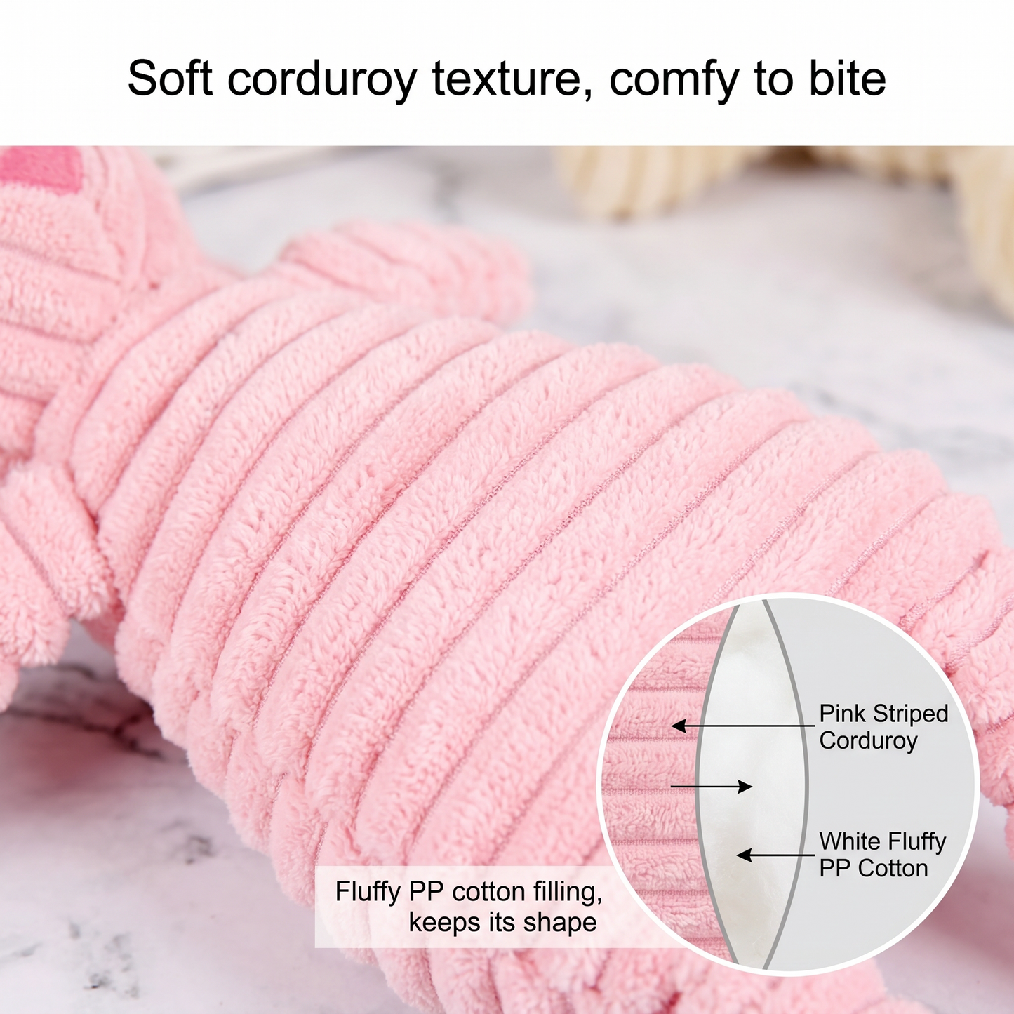 1x Pink Rabbit Squeaky Pet Plush Toy Padded Chew Toy