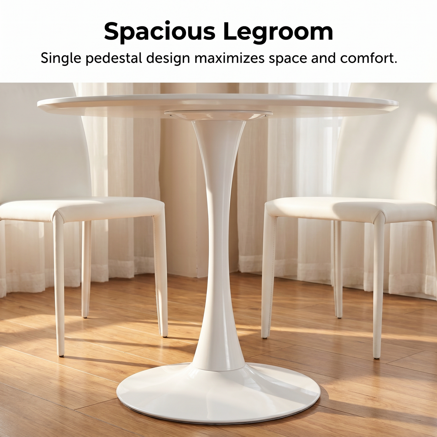 DEJINBU 1x Round Tulip Table Dining Table 80cm White Top Metal Pedestal Round Metal Base For Home Cafe Office