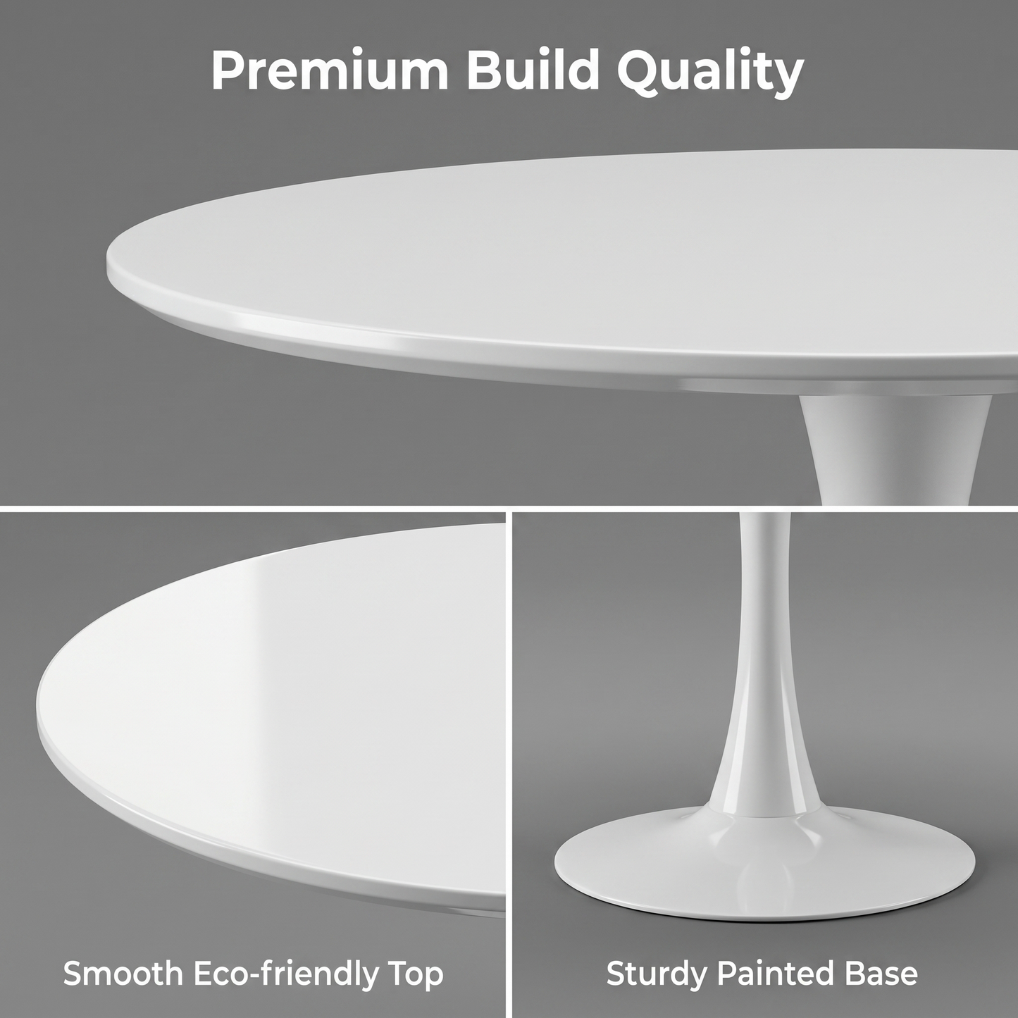 DEJINBU 1x Round Tulip Table Dining Table 80cm White Top Metal Pedestal Round Metal Base For Home Cafe Office
