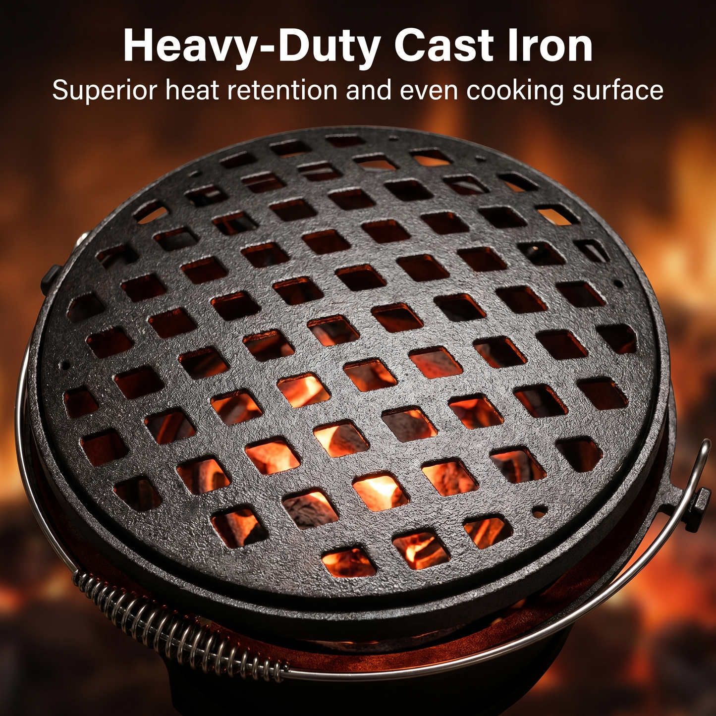 Full Cast Iron BBQ Stove - Outdoor Charcoal BBQ/Grill Stove with Handle