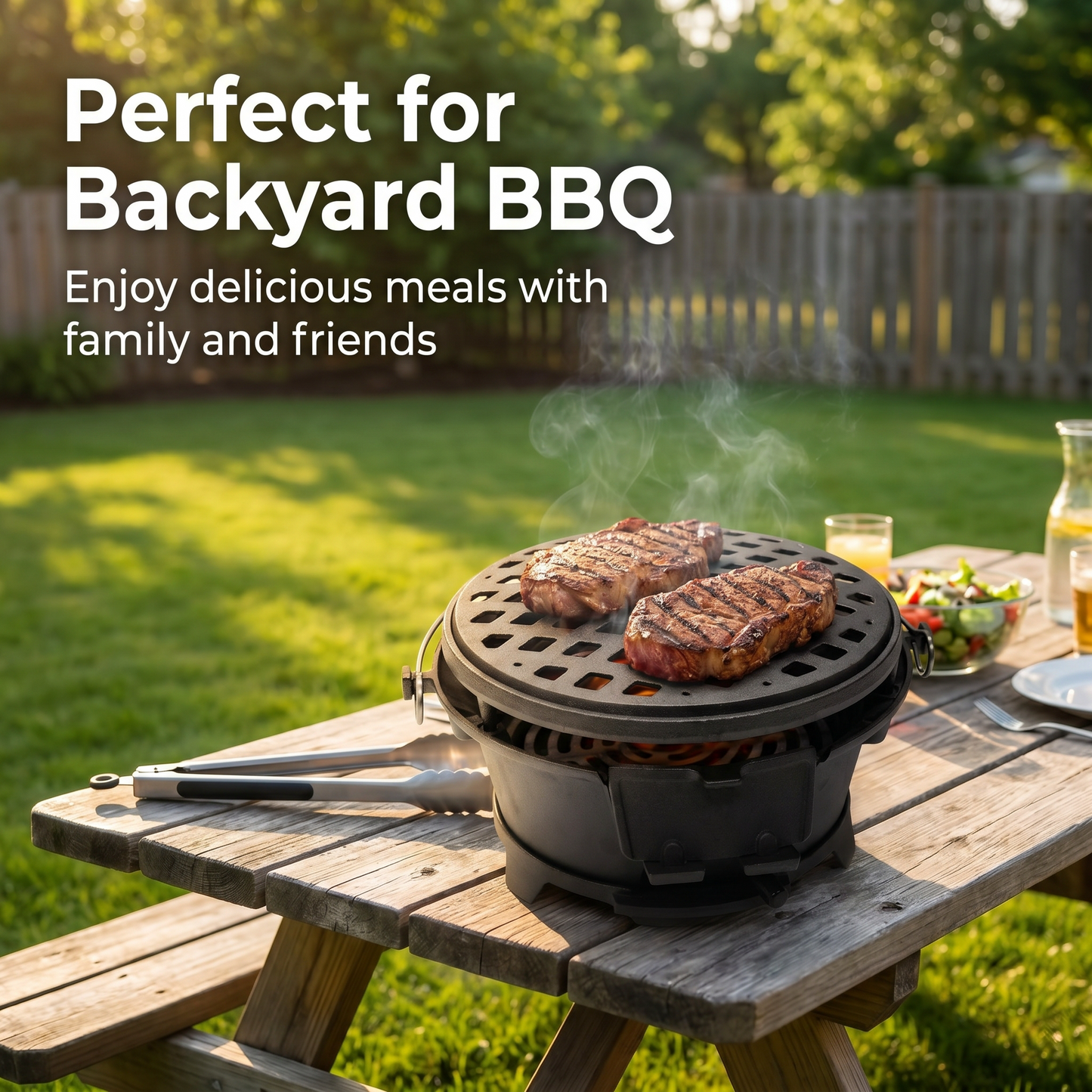 Full Cast Iron BBQ Stove - Outdoor Charcoal BBQ/Grill Stove with Handle