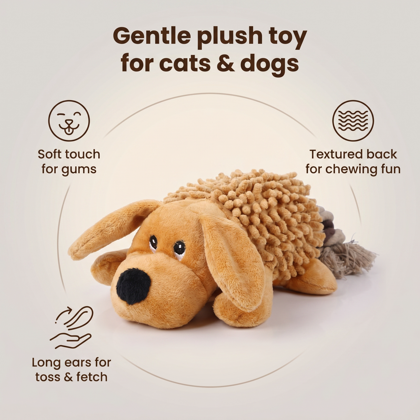1x Plush Dog Toy Squeaky Pet Plush Toy Teething Rope Knot Padded Chew Toy