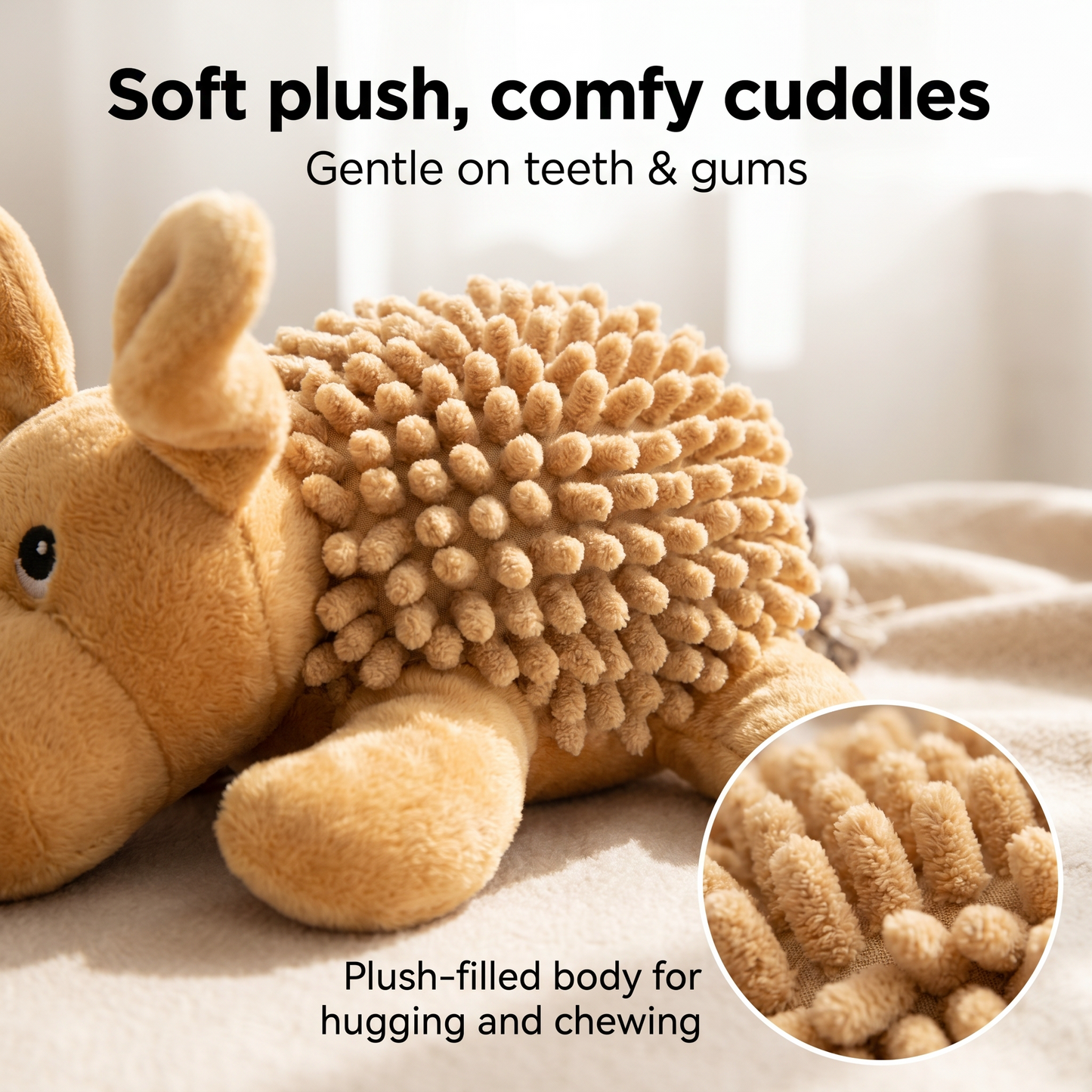 1x Plush Dog Toy Squeaky Pet Plush Toy Teething Rope Knot Padded Chew Toy