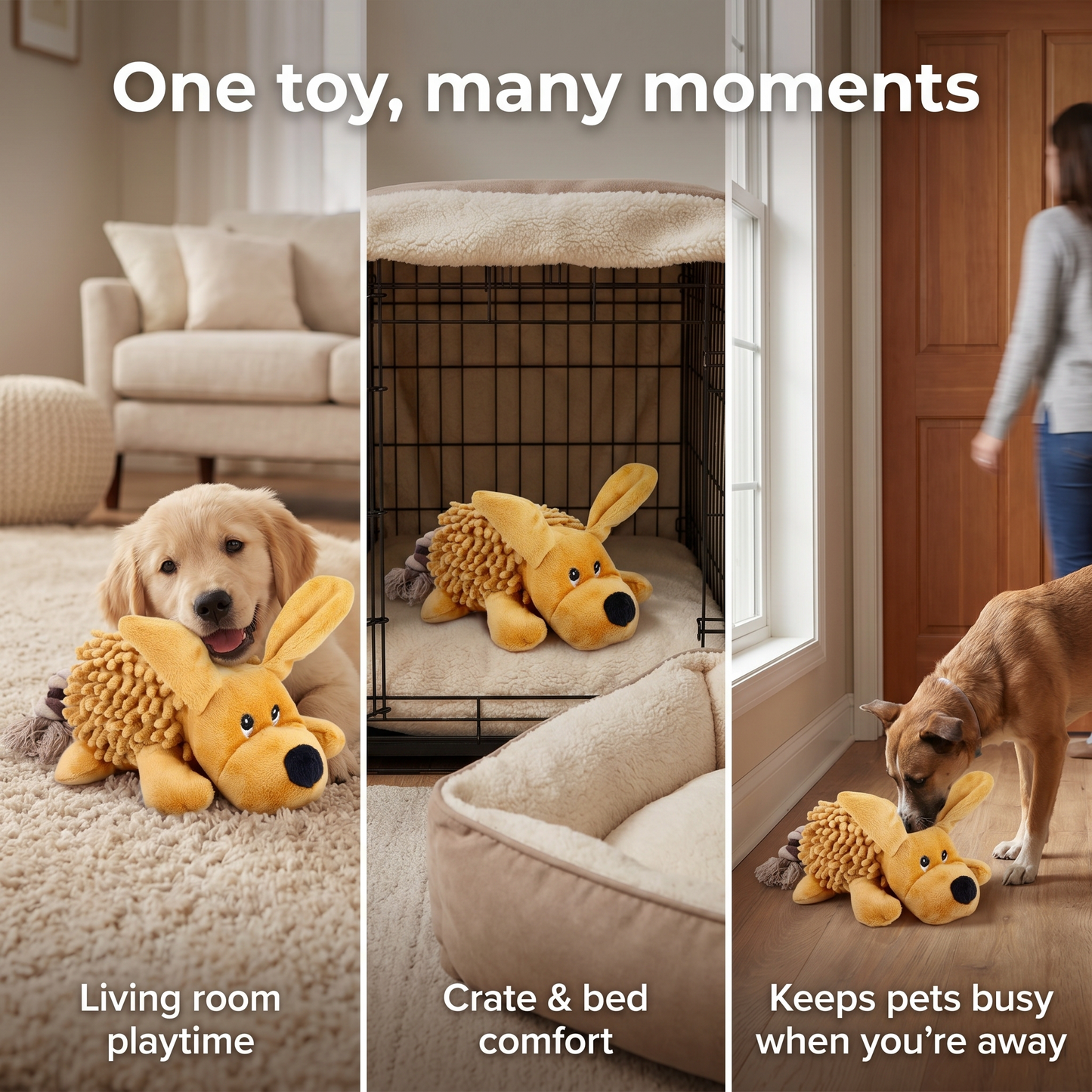 1x Plush Dog Toy Squeaky Pet Plush Toy Teething Rope Knot Padded Chew Toy