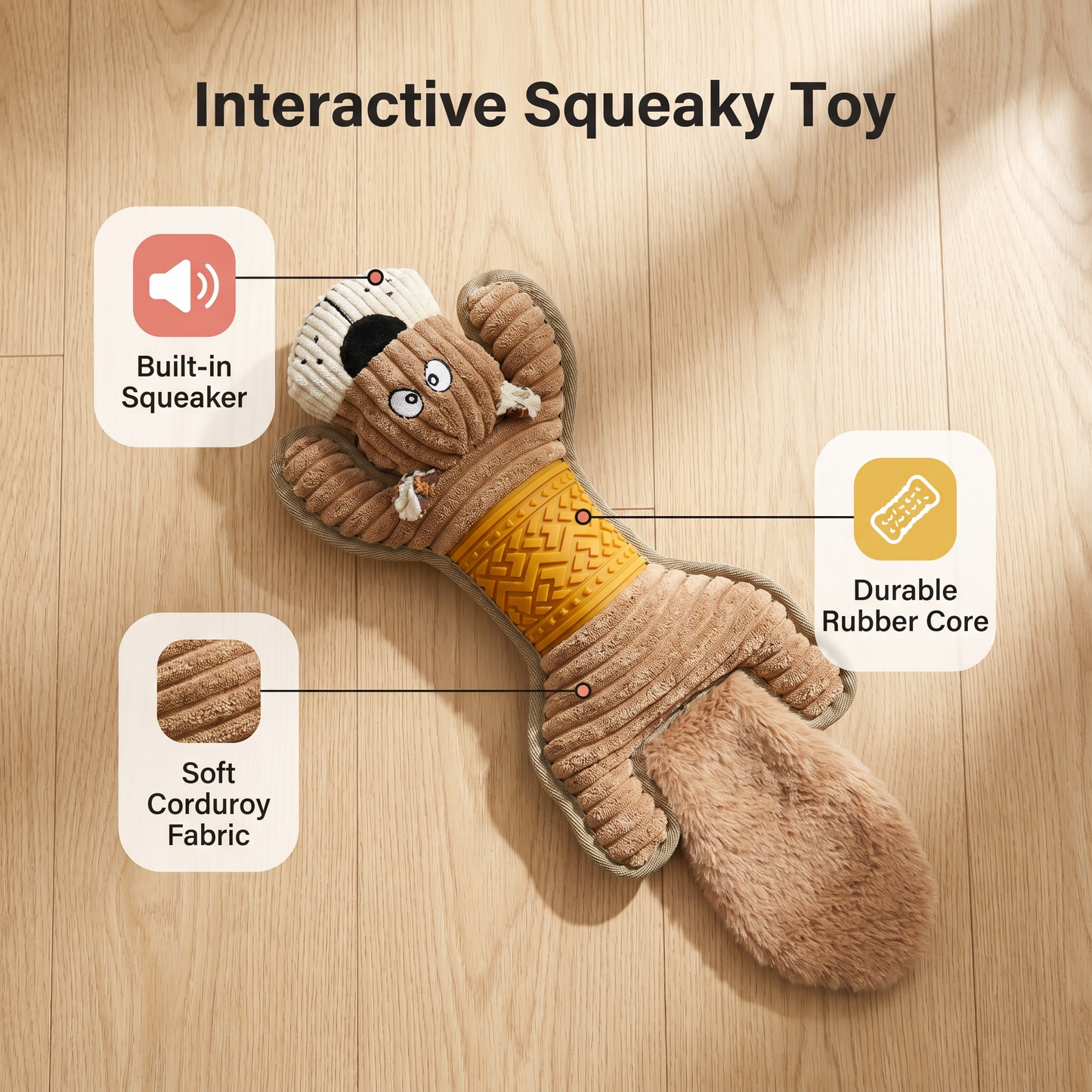 1x Plush Dog Toy Squeaky Plush Pet Toy TPR Waist Padded Chew Toy