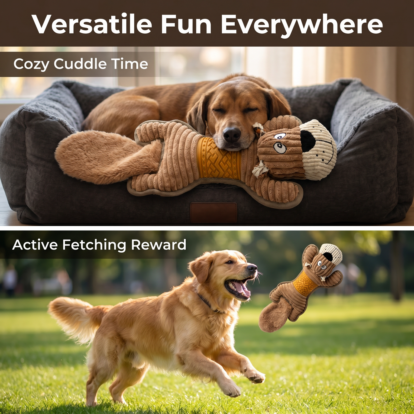 1x Plush Dog Toy Squeaky Plush Pet Toy TPR Waist Padded Chew Toy