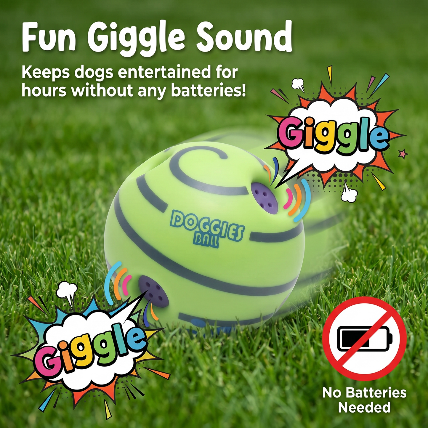 1x Green Giggle Ball Pet Toy Chew Toy Teething Aid