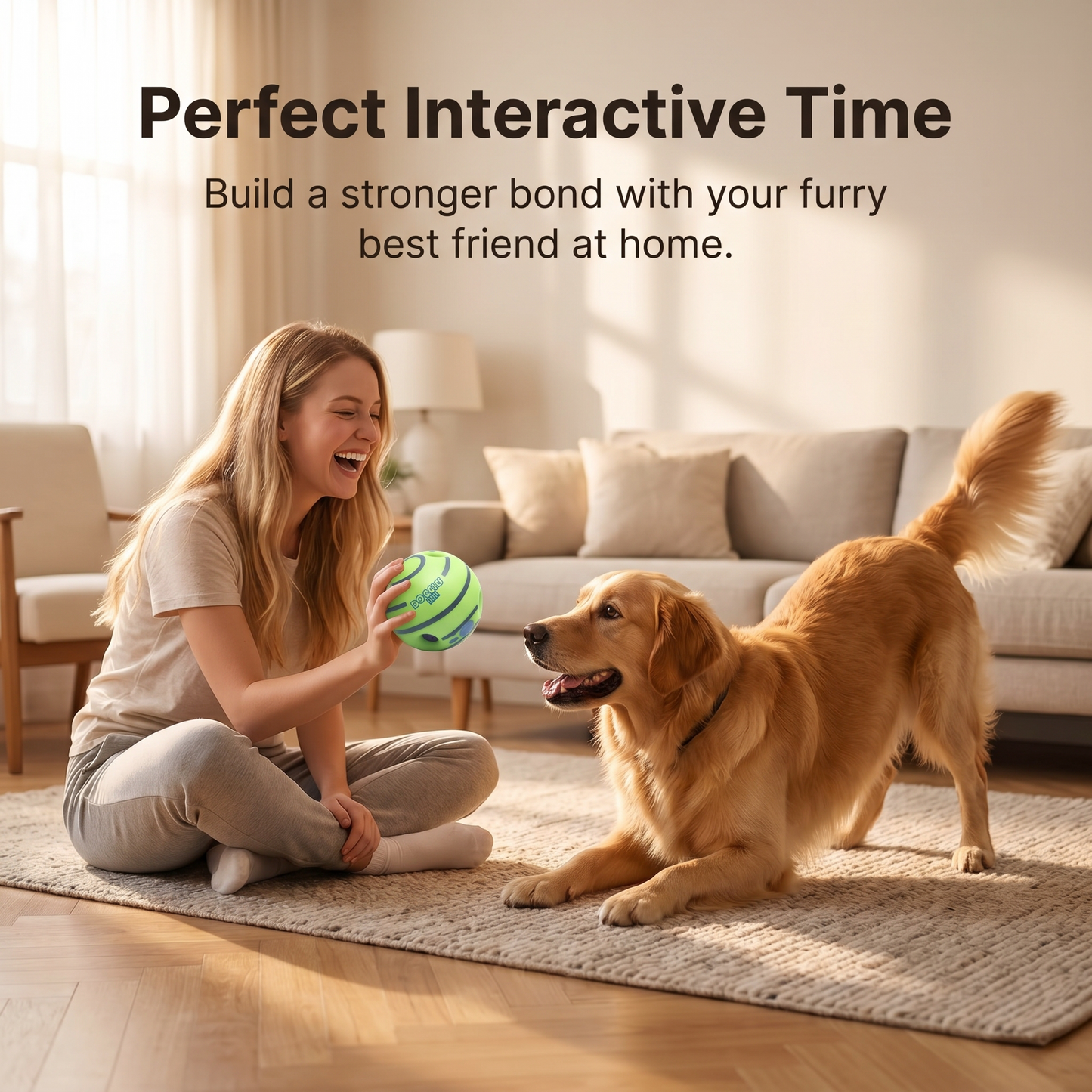 1x Green Giggle Ball Pet Toy Chew Toy Teething Aid