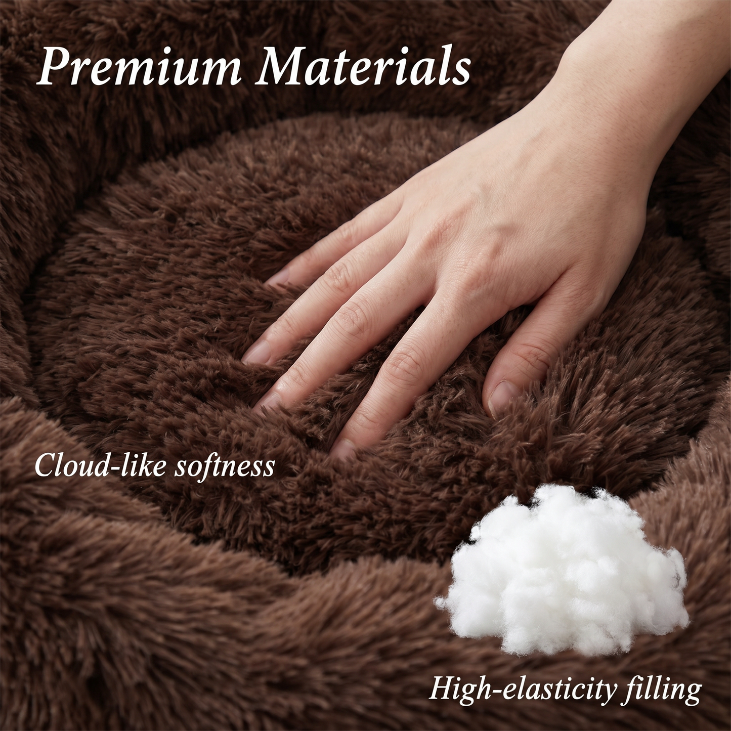 1x Brown Plush Round Pet Bed 50cm 60cm For Dog Cat