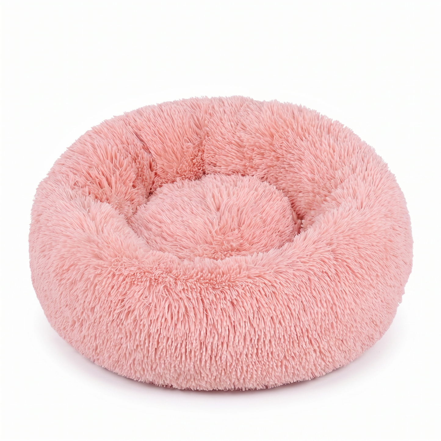 1x Pink Plush Round Pet Bed 50cm 60cm For Dog Cat