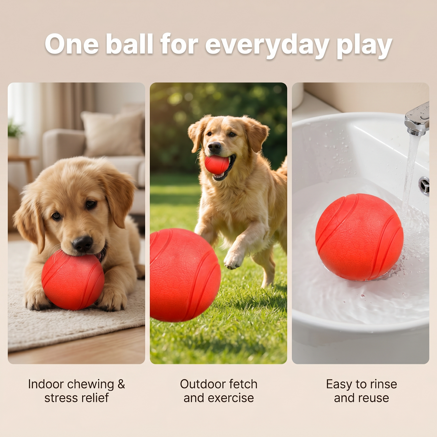2x Red TPR Solid Ball Pet Toy Chew Toy Teething Aid