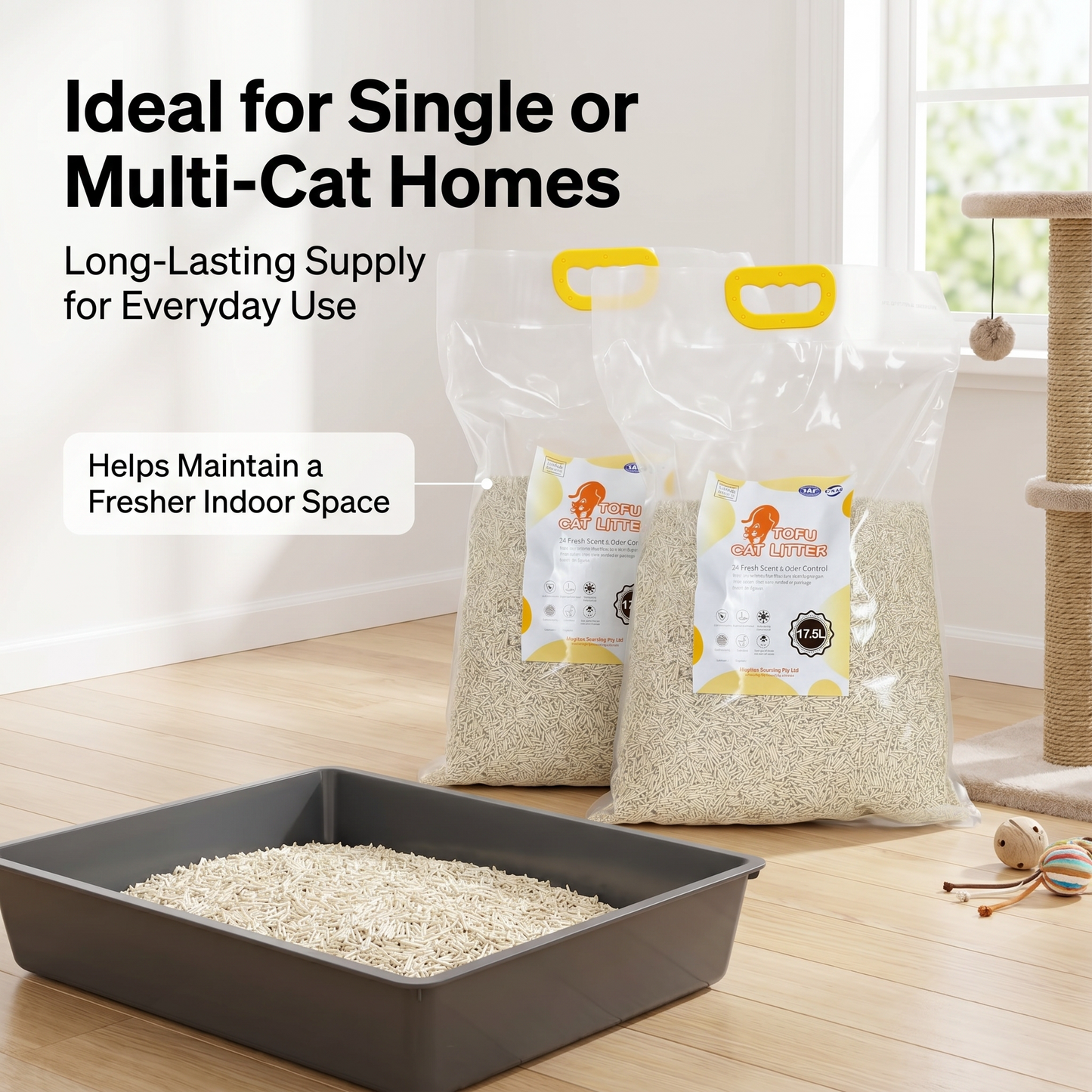 1X Cat Litter 7.1KG 17.5L Tofu Super Absorbent Odour Control Flushable Free Shipping