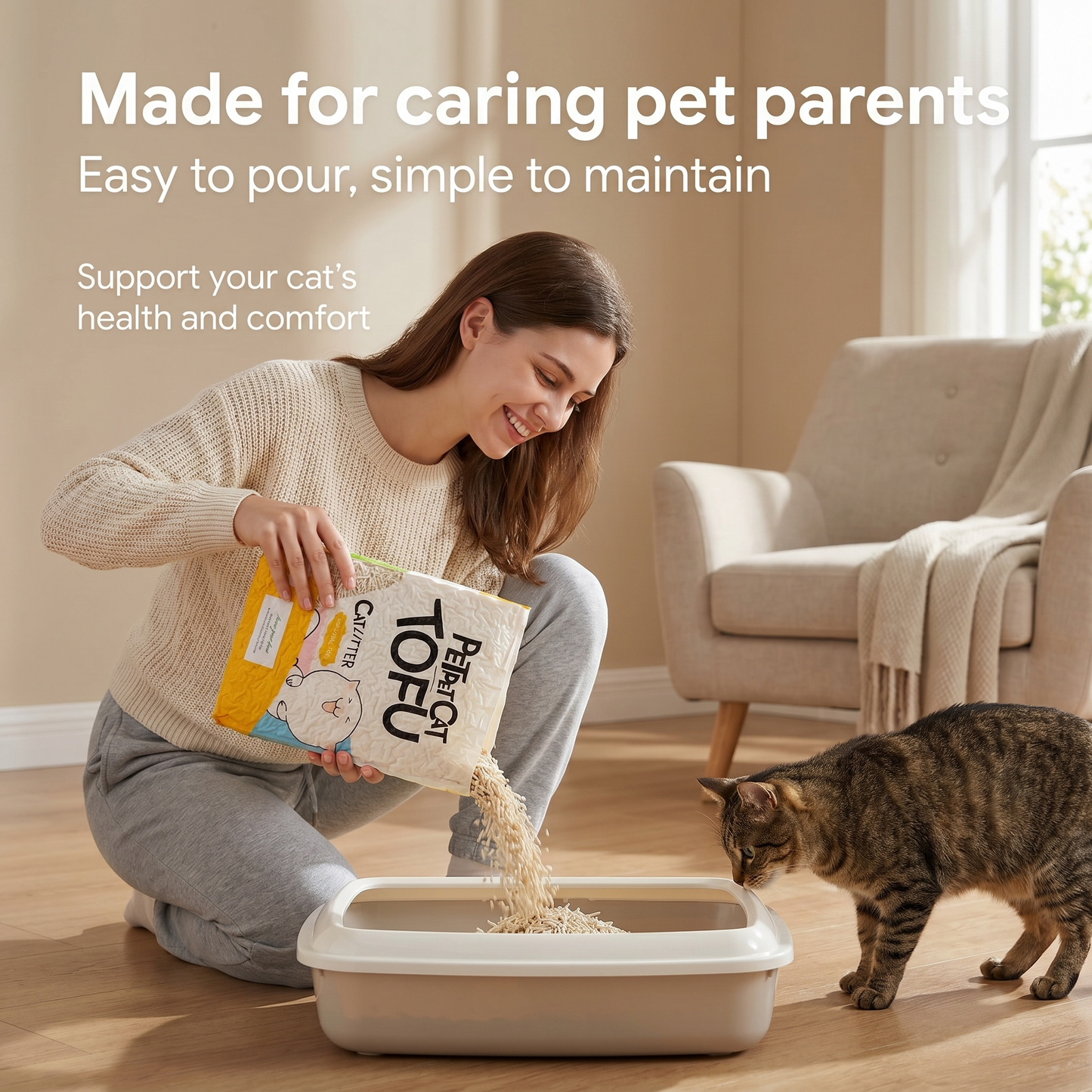 1X Cat Litter 2.5KG 6L Tofu Super Absorbent Odour Control Flushable Free Shipping