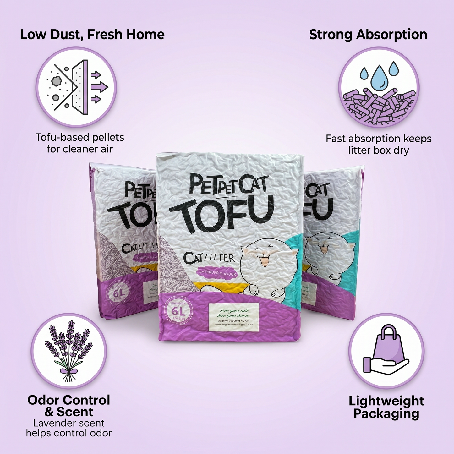 1X Cat Litter 2.5KG 6L Tofu Super Absorbent Odour Control Flushable Free Shipping